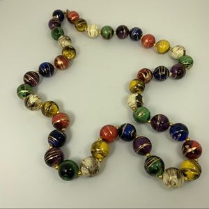 Vintage Multicolor Bead Necklace - 15”